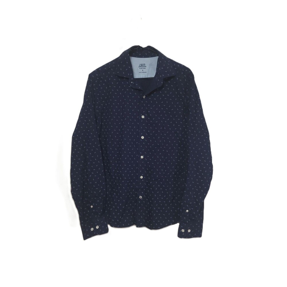 IZOD Saltwater Relaxed Classics Shirt Mens M Blue Paisley Long Sleeve Button Up